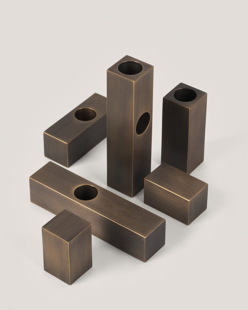 Domino Candle Holder Bronze
